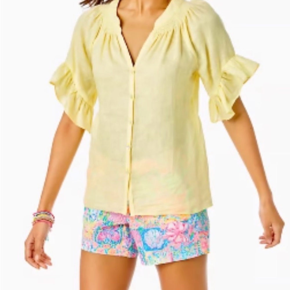 Lilly Pulitzer Light Yellow Button Down Shirt medium